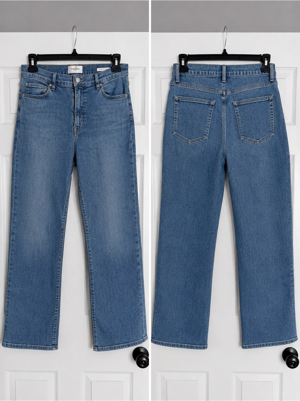 Frame Denim Straight Leg Jeans in Medium Blue Wash